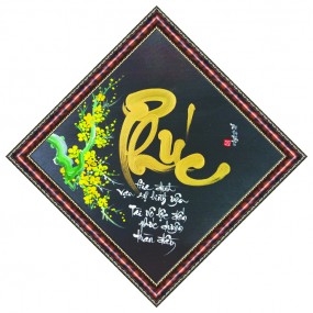 Tranh thư pháp vẽ tay chữ -PHÚC-